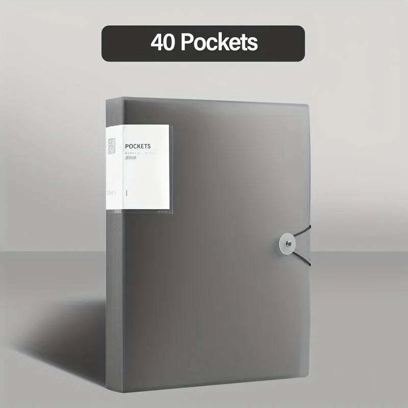 Porte-Vues avec Pochettes Transparentes & Fermeture à Élastique pour Rangement Documents – 20/30/40/ 60 Pages