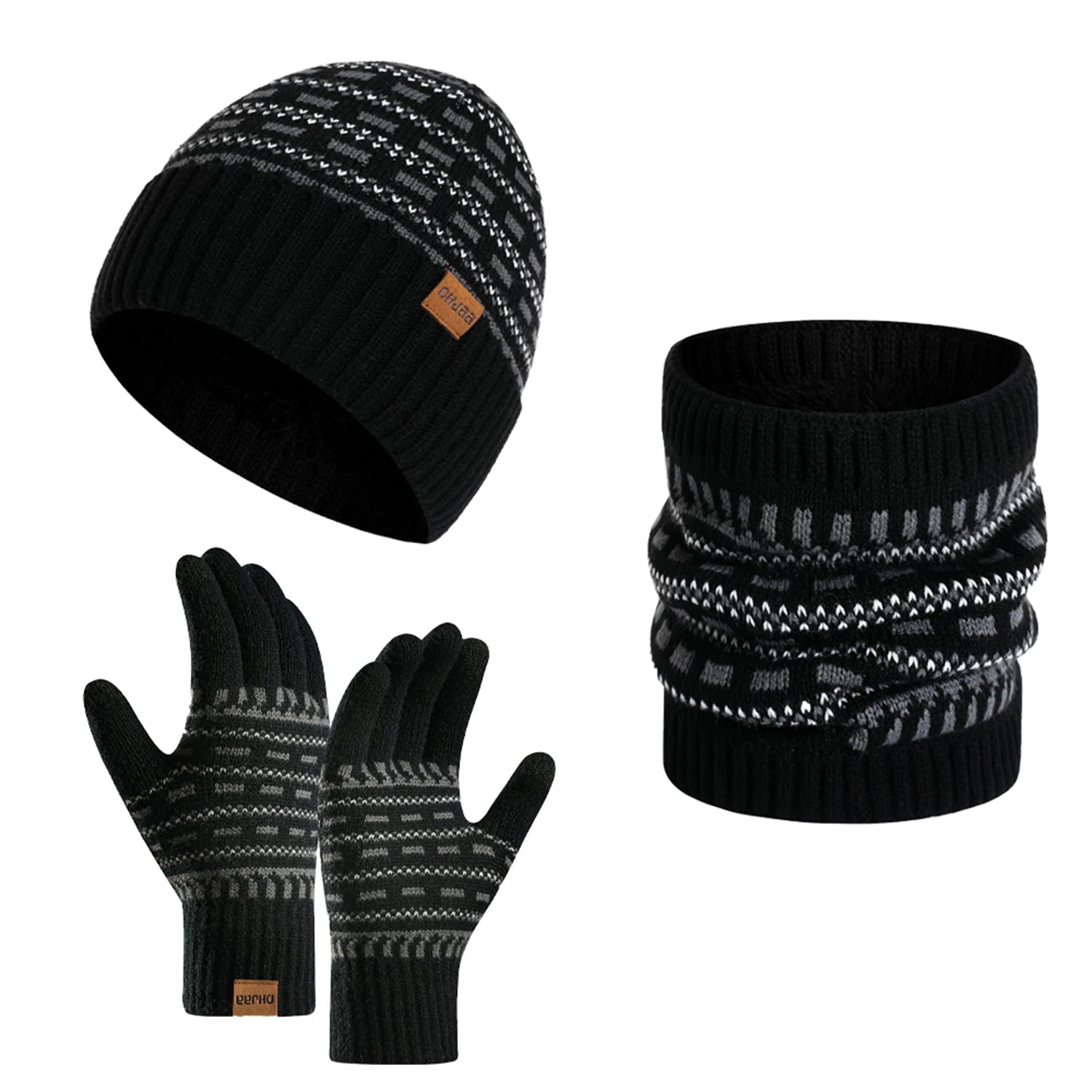 Set Bonnet, Gants & Écharpe Chauds Homme