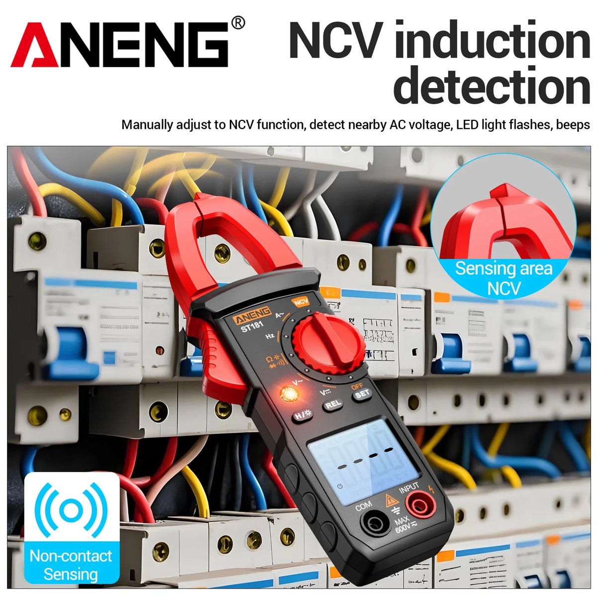 Multimètre Numérique à Pince ANENG ST181 – 4000 Points, NCV, Ampèremètre, Voltmètre et Ohmmètre