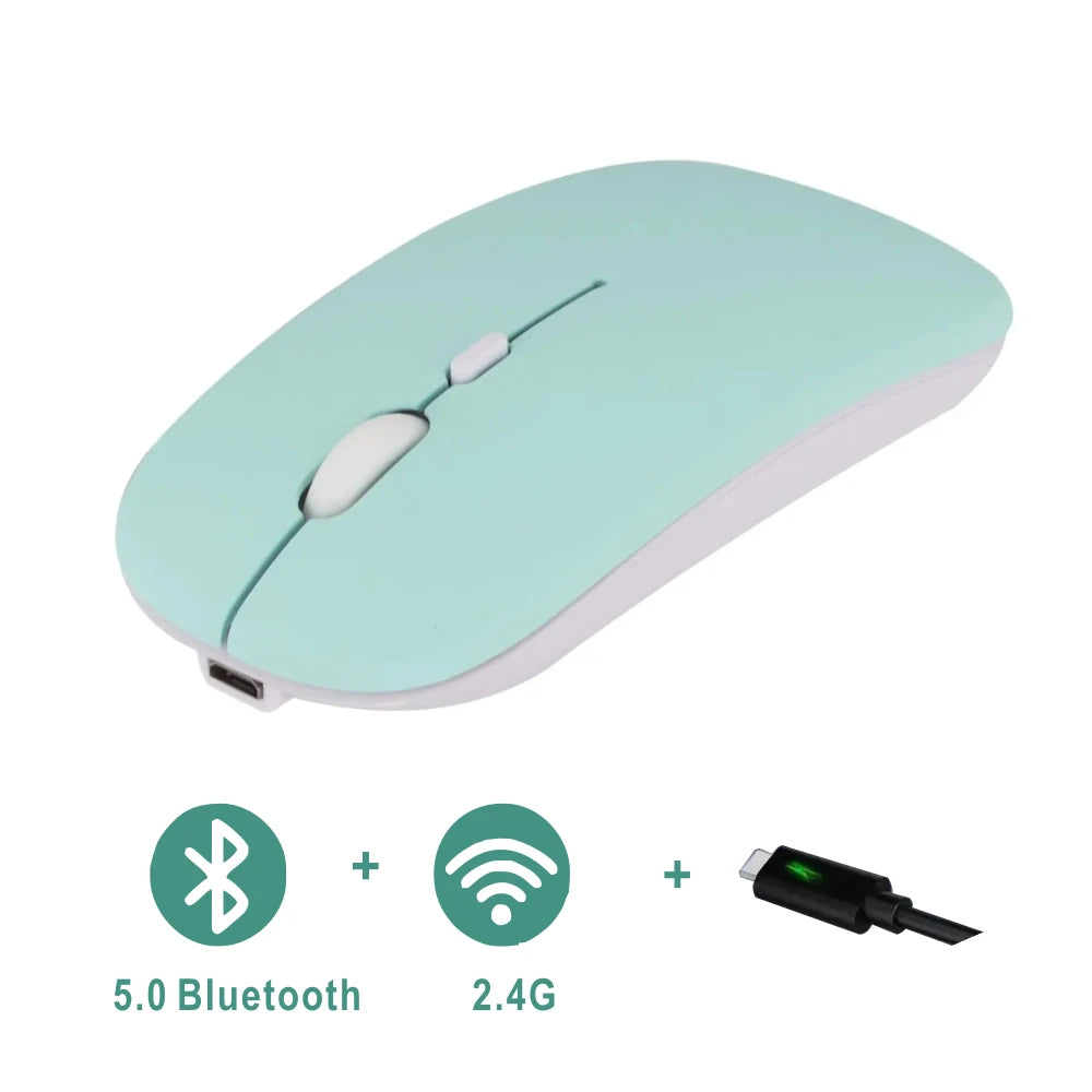 Souris Sans Fil Double Mode Bluetooth & 2,4 GHz – Rechargeable, Silencieuse et DPI Réglable