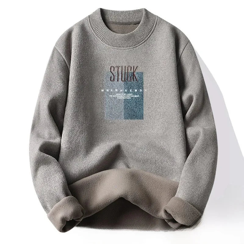 Pull en Maille à Col Rond et Logo Brodé Homme