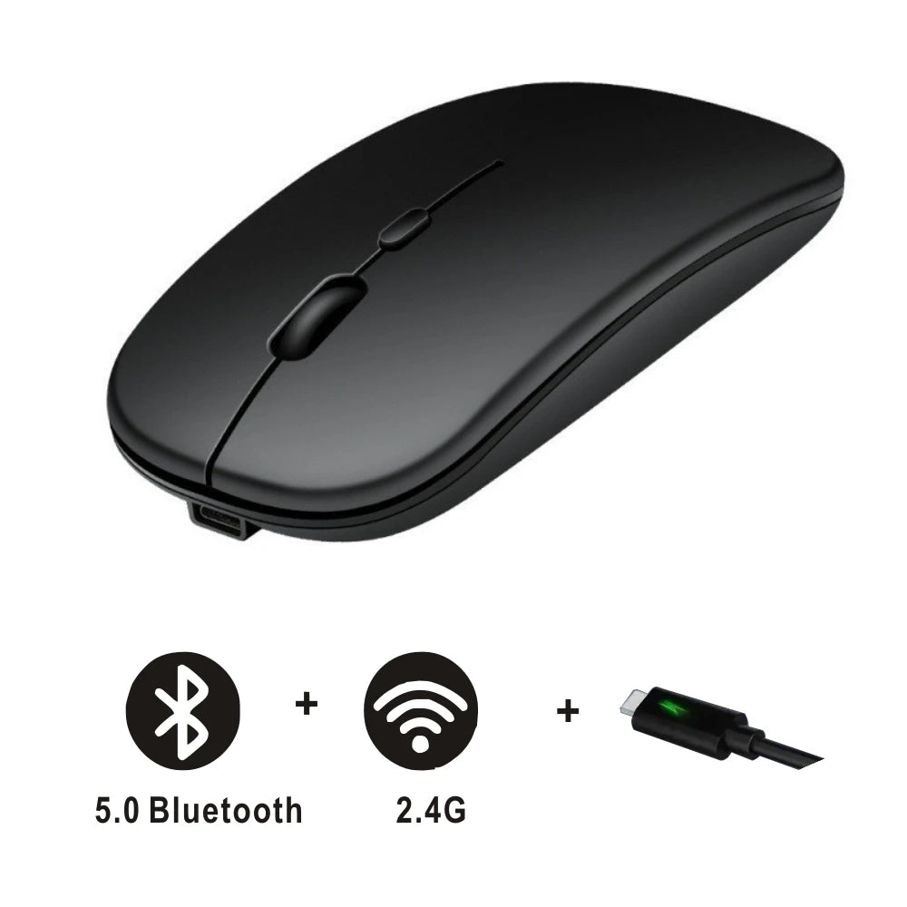 Souris Sans Fil Double Mode Bluetooth & 2,4 GHz – Rechargeable, Silencieuse et DPI Réglable